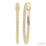 1/4 Ctw Inside & Outside Round Cut Diamond Hoop Earrings in 14K Yellow Gold