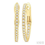 1/6 Ctw Inside & Outside Round Cut Diamond Hoop Earrings in 14K Yellow Gold