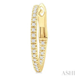 1/6 Ctw Inside & Outside Round Cut Diamond Hoop Earrings in 14K Yellow Gold