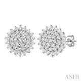 1/5 Ctw Petite Round Shape Round Cut Diamond Cluster Fashion Stud Earrings in 10K White Gold