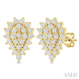 1/5 Ctw Petite Pear Shape Round Cut Diamond Cluster Fashion Stud Earrings in 10K Yellow Gold