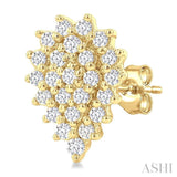 1/5 Ctw Petite Pear Shape Round Cut Diamond Cluster Fashion Stud Earrings in 10K Yellow Gold
