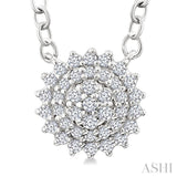 1/6 Ctw Petite Round Shape Round Cut Diamond Cluster Fashion Pendant With Chain in 10K White Gold