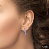 2.3 MM Round Sapphire and 1 1/2 Ctw Round Cut Diamond Inside & Outside Alternating Precious Hoop Earrings in 14K White Gold