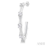 1/3 Ctw Bamboo Shoot Inspired Round Cut Diamond Fashion Half Hoop Earrings in 14K White Gold