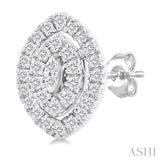 1/5 Ctw Double Halo Marquise Shape Petite Round Cut Diamond Fashion Stud Earrings in 10K White Gold