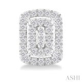 1/5 Ctw Double Halo Emerald Shape Petite Round Cut Diamond Fashion Stud Earrings in 10K White Gold