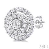 1/5 Ctw Double Halo Round Shape Petite Round Cut Diamond Fashion Stud Earrings in 10K White Gold