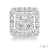 1/5 Ctw Double Halo Square Shape Petite Round Cut Diamond Fashion Stud Earrings in 10K White Gold