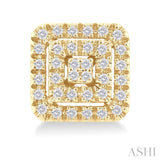 1/5 Ctw Double Halo Square Shape Petite Round Cut Diamond Fashion Stud Earrings in 10K Yellow Gold