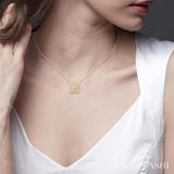1/6 Ctw Double Halo Square Shape Petite Round Cut Diamond Fashion Pendant With Chain in 10K Yellow Gold