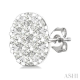 1/6 Ctw Lovebright Petite Oval Shape Round Cut Diamond Fashion Stud Earrings in 10K Yellow and White Gold