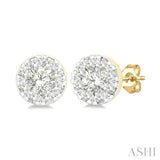 1/6 Ctw Lovebright Petite Round Shape Round Cut Diamond Fashion Stud Earrings in 10K Yellow Gold
