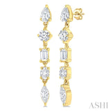 1 Ctw Mixed Diamond Cut Fashion Earrings in 14K Yellow Gold