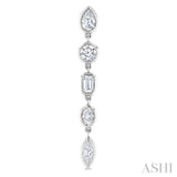 1 Ctw Bezel Set Mixed Diamond Cut Fashion Earrings in 14K White Gold