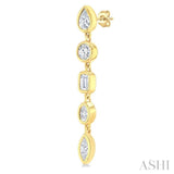 1 Ctw Bezel Set Mixed Diamond Cut Fashion Earrings in 14K Yellow Gold
