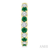 2.5 MM Emerald and 1 Ctw Round Cut Inside-Out Diamond Precious Hoop Earrings in 14K Yellow Gold