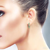 2.5 MM Emerald and 1 Ctw Round Cut Inside-Out Diamond Precious Hoop Earrings in 14K Yellow Gold