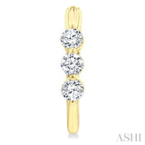 1 Ctw 3-Stone Round Cut Diamond Fashion Hoop Earrings in 14K Yellow Gold