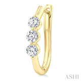 1 Ctw 3-Stone Round Cut Diamond Fashion Hoop Earrings in 14K Yellow Gold