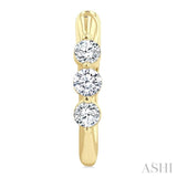 1/2 Ctw 3-Stone Round Cut Diamond Fashion Hoop Earrings in 14K Yellow Gold