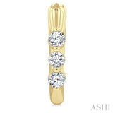 1/3 Ctw 3-Stone Round Cut Diamond Fashion Hoop Earrings in 14K Yellow Gold