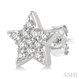 1/10 Ctw Star & Crescent Mix Round Cut Diamond Petite Fashion Earrings in 10K White Gold