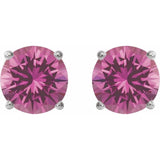 14K White 7 mm Lab-Grown Pink Sapphire Stud Earrings