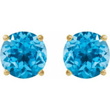 14K Yellow Gold 7 mm Natural Swiss Blue Topaz Earrings