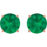 14K Rose Gold 8 mm Lab-Grown Emerald Earrings