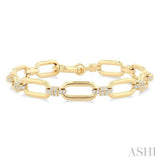 1 1/10 Ctw Round Cut Diamond Paperclip Link Aeris Gold Fashion Bracelet in 14K Yellow Gold
