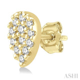 1/10 Ctw Pear Shape Round Cut Diamond Petite Earrings in 10K Yellow Gold