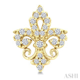 1/5 Ctw Petite Fleur De Lis Round Cut Diamond Fashion Stud Earrings in 10K Yellow Gold