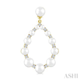 2 MM-4.5 MM Tear Drop Cultured Pearls and 1/4 Ctw Round Cut Diamond Fashion Earring in 10K Yellow Gold