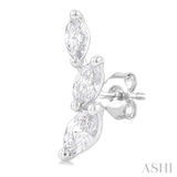 1/3 Ctw Graduated Marquise Cut Diamond Fashion Ear Climbers in 14K White Gold