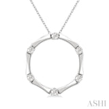 1/4 Ctw Petite Bamboo Shoot Inspired Round Cut Diamond Fashion Pendant With Chain in 14K White Gold