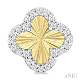 1/5 Ctw Fluted Texture 4-Leaf Clover Round Cut Diamond Pirouette Fashion Stud Earrings in 10K Yellow and White Gold