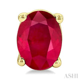 4X3 MM Oval Shape Ruby Precious Stud Earrings in 14K Yellow Gold