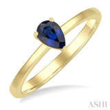 6x4 MM Pear Shape Sapphire Precious Solitaire Ring in 14K Yellow Gold