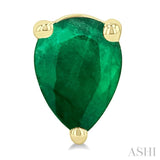 5X3 MM Pear Shape Emerald Precious Stud Earrings in 14K Yellow Gold