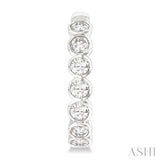 1 Ctw Bezel Set Round Cut Diamond Fashion Hoop Earrings in 14K White Gold