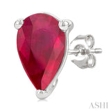 4X3 MM Pear Shape Ruby Precious Stud Earrings in 14K White Gold