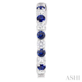 2.4 MM Round Cut Sapphire and 5/8 Ctw Round Cut Diamond Precious Hoop Earring in 14K White Gold