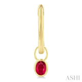 5x3 MM Bezel Set Oval Cut Ruby Precious Fashion Huggie Earrings in 14K Yellow Gold