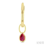 5x3 MM Bezel Set Pear Cut Ruby Precious Fashion Huggie Earrings in 14K Yellow Gold