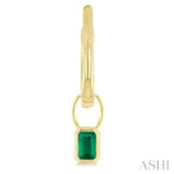 5x3 MM Bezel Set Emerald Precious Fashion Huggie Earrings in 10K Yellow Gold