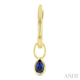 5x3 MM Bezel Set Pear Cut Sapphire Precious Fashion Huggie Earrings in 10K Yellow Gold
