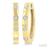 1/6 Ctw Flush Bezel Set Diamond Fashion Hoop Earrings in 10K Yellow Gold