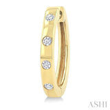 1/6 Ctw Flush Bezel Set Diamond Fashion Hoop Earrings in 10K Yellow Gold