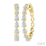 1 1/2 Ctw North-South Pear Shape Diamond Fashion Hoop Earrings in 14K Yellow Gold